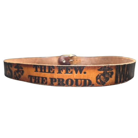 Vintage US Marine Corps The Few The Proud Commemorative Leather Tooled‎ Belt 38 - Picture 2 of 15
